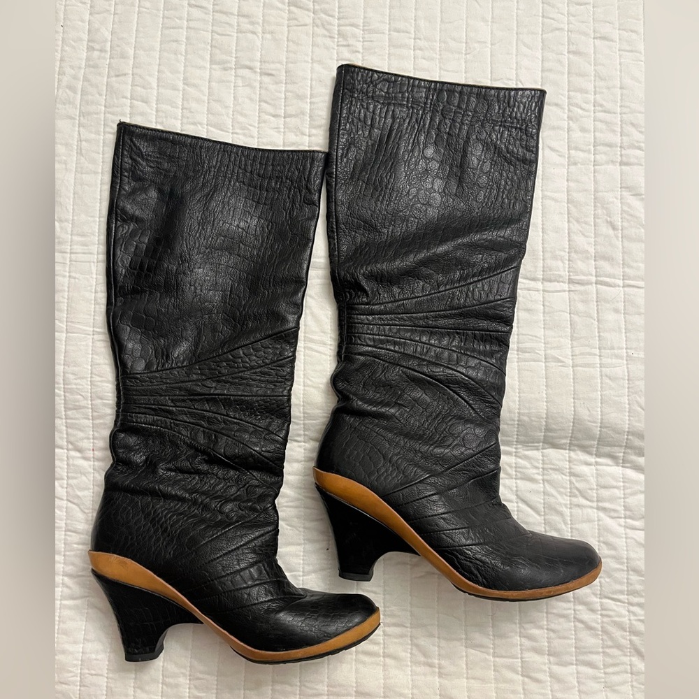J Shoes Babette black leather boots